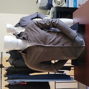 EXPRESS Slim Square Plaid 1MX Dress Shirt